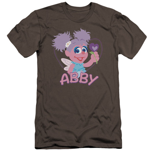 Sesame Street Flat Abby Premium Bella Canvas Slim Fit Mens T Shirt Charcoal