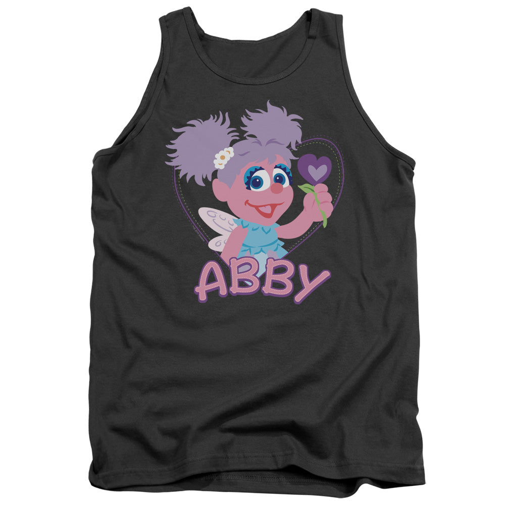 Sesame Street Flat Abby Mens Tank Top Shirt Charcoal