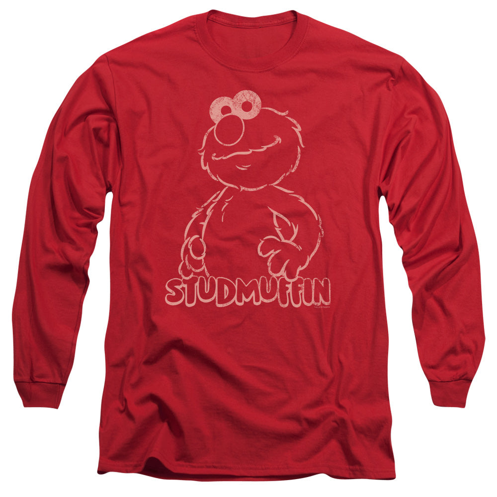 Sesame Street Studmuffin Mens Long Sleeve Shirt Red