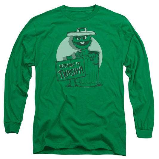 Sesame Street Keepin It Trashy Mens Long Sleeve Shirt Kelly Green