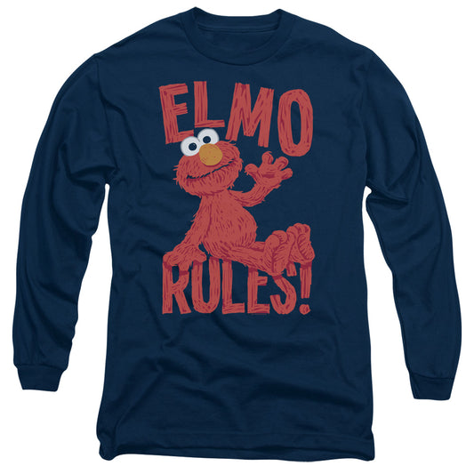 Sesame Street Elmo Rules Mens Long Sleeve Shirt Navy