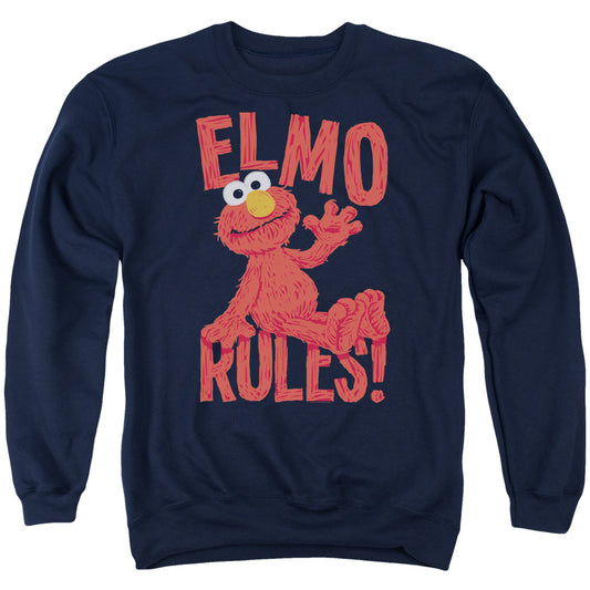 Sesame Street Elmo Rules Mens Crewneck Sweatshirt Navy