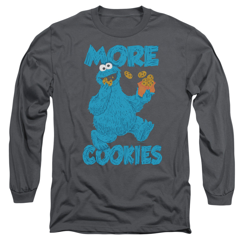 Sesame Street More Cookies Mens Long Sleeve Shirt Charcoal