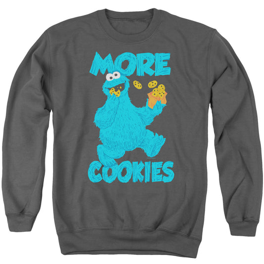 Sesame Street More Cookies Mens Crewneck Sweatshirt Charcoal