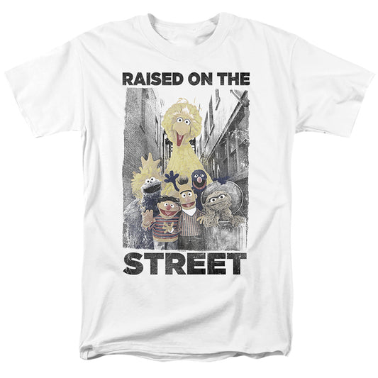 Sesame Street Raised On The Streets Mens T Shirt White Officially Licensed