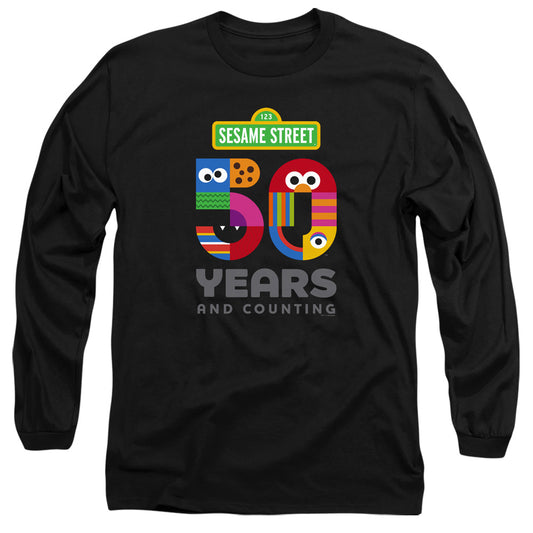 Sesame Street 50 Years Logo Mens Long Sleeve Shirt Black