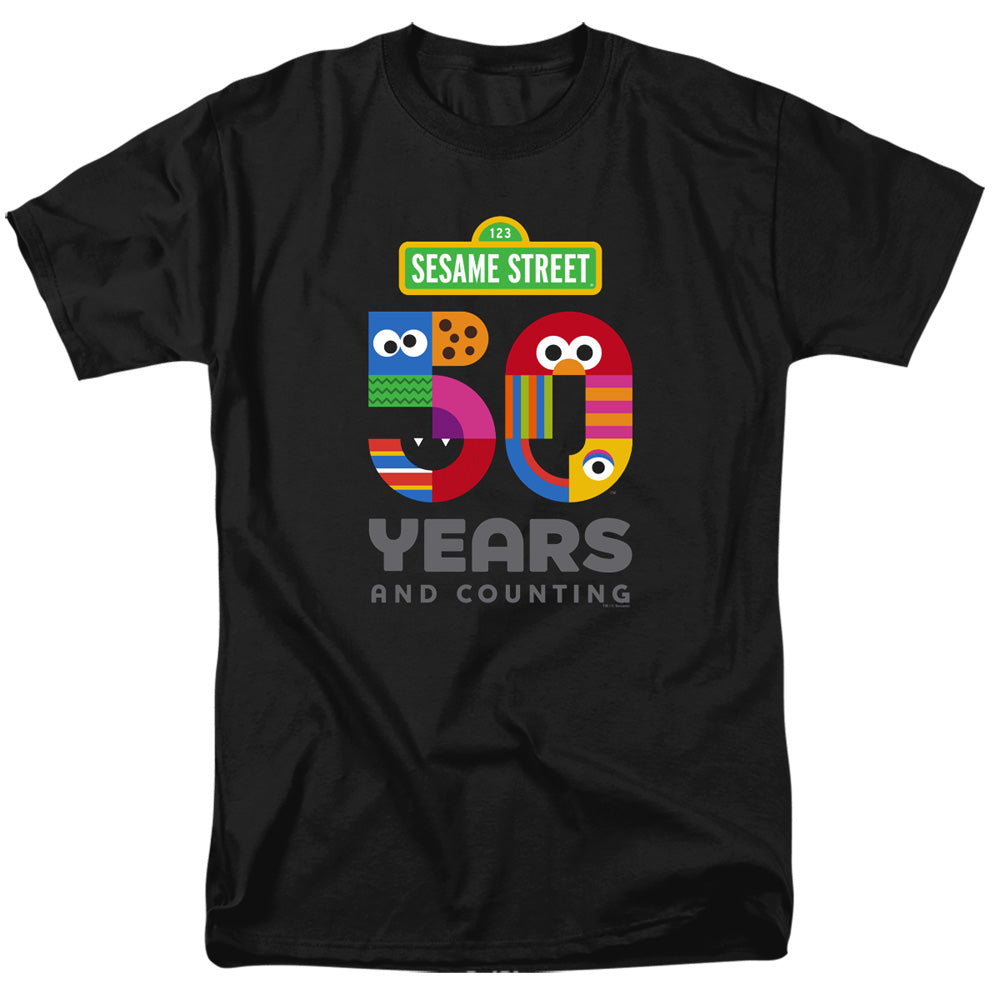 Sesame Street 50 Years Logo Mens T Shirt Black Officially Licensed