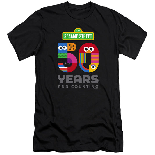 Sesame Street 50 Years Logo Hbo Premium Bella Canvas Slim Fit Mens T Shirt Black