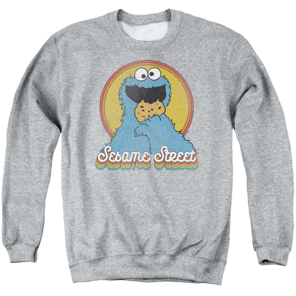 Sesame Street Cookie Monster Layers Mens Crewneck Sweatshirt Athletic Heather