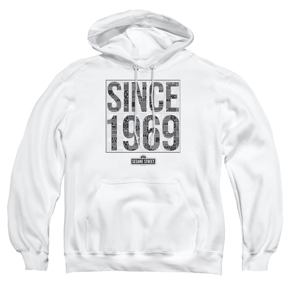 Sesame Street Since 1969 Pattern Mens Hoodie White Officially Licensed