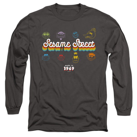 Sesame Street Made In 1969 Mens Long Sleeve Shirt Charcoal