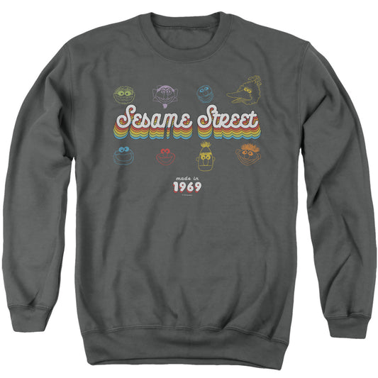 Sesame Street Made In 1969 Mens Crewneck Sweatshirt Charcoal