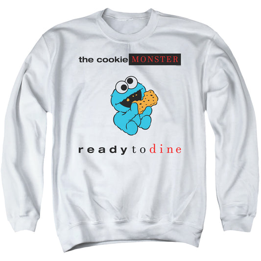 Sesame Street Ready To Dine Mens Crewneck Sweatshirt White