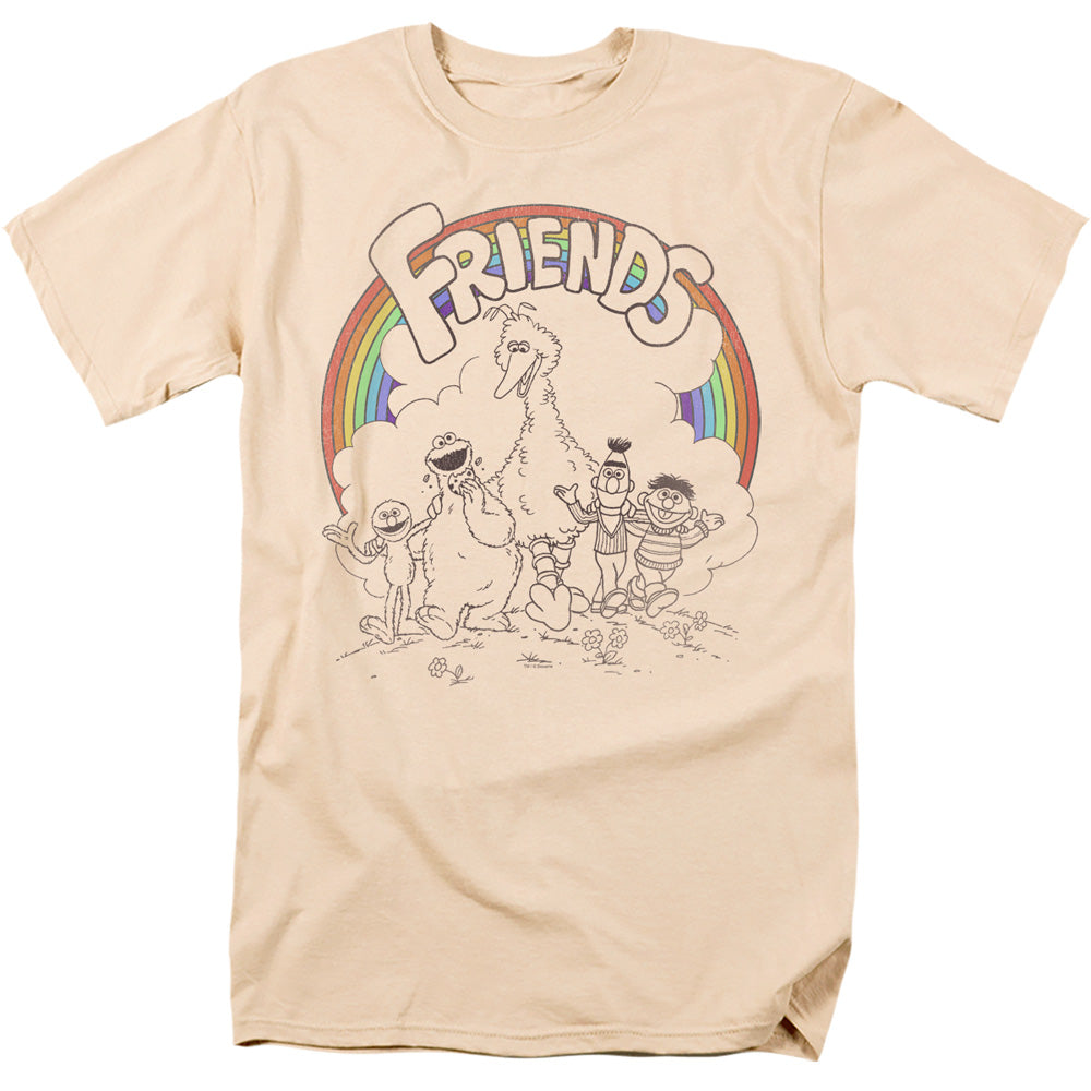 Sesame Street Friends Mens T Shirt Cream Officially Licensed