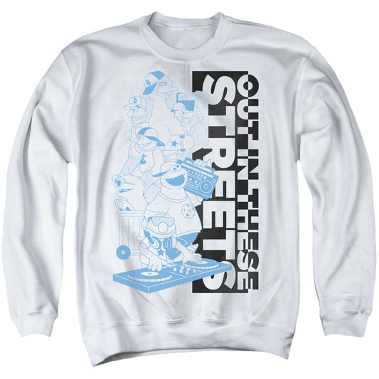 Sesame Street Out In These Streets Mens Crewneck Sweatshirt White