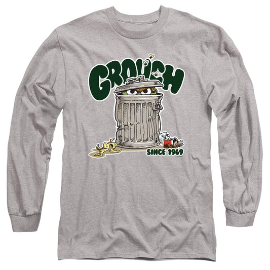 Sesame Street Grouch Mens Long Sleeve Shirt Athletic Heather