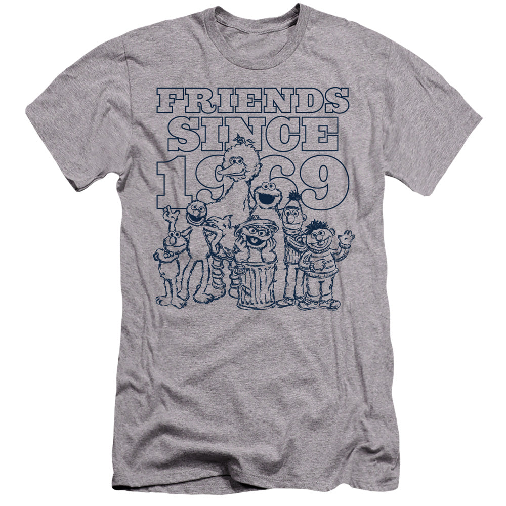 Sesame Street Friends Since Hbo Premium Bella Canvas Slim Fit Mens T Shirt Athletic Heather