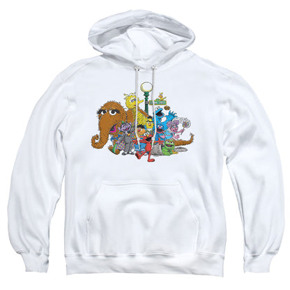 Sesame Street Group Street Light Mens Hoodie White Officially Licensed