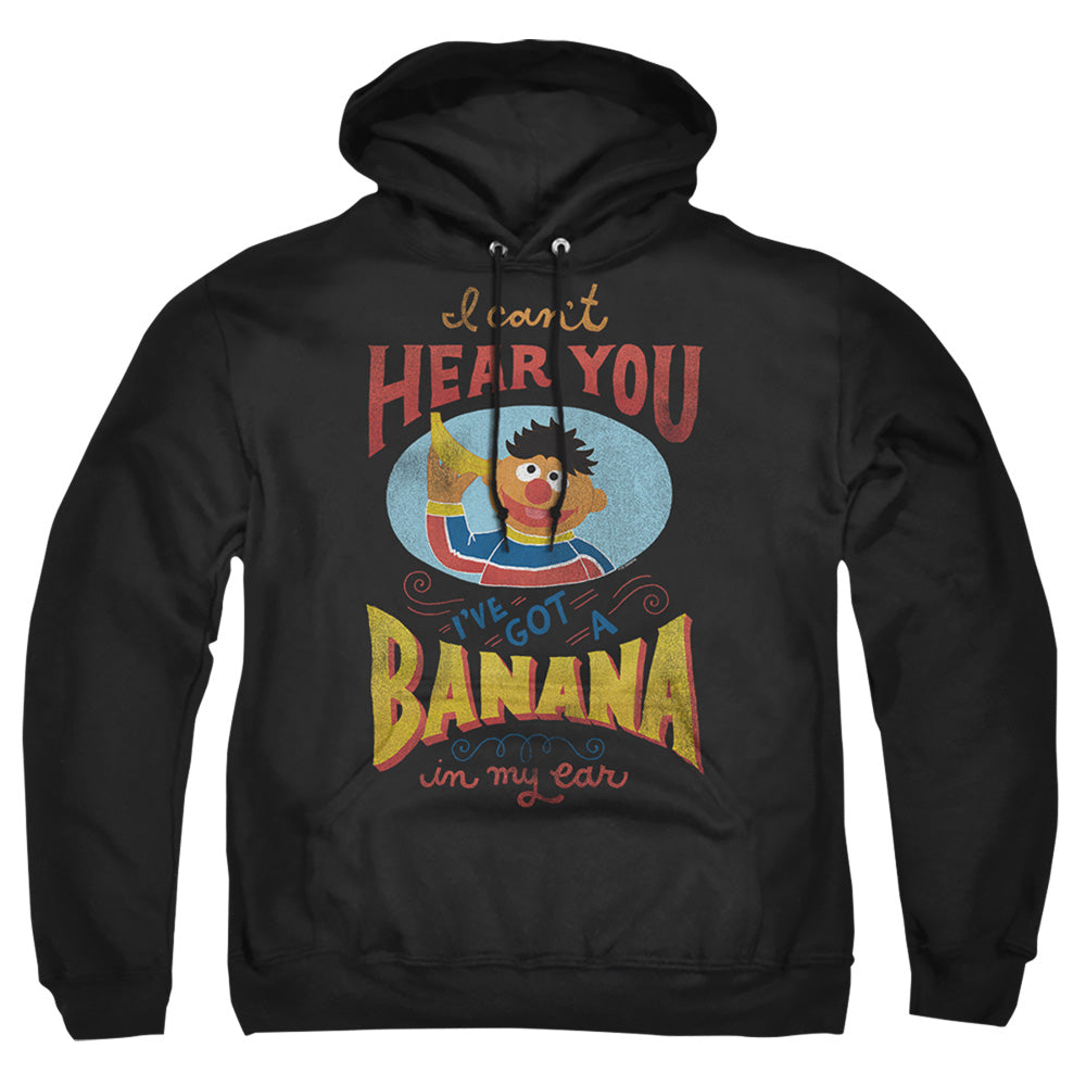 Sesame Street Ernie Banana In My Ear Mens Hoodie Black Officially Licensed