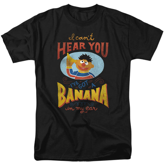 Sesame Street Ernie Banana In My Ear Mens T Shirt Black Officially Licensed