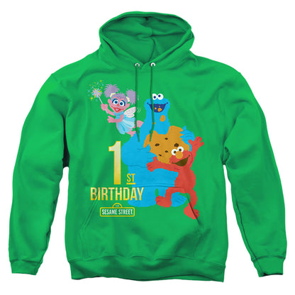 Sesame Street 1St Birthday Mens Hoodie Kelly Green Officially Licensed