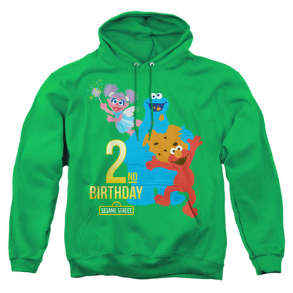 Sesame Street 2Nd Birthday Mens Hoodie Kelly Green Officially Licensed