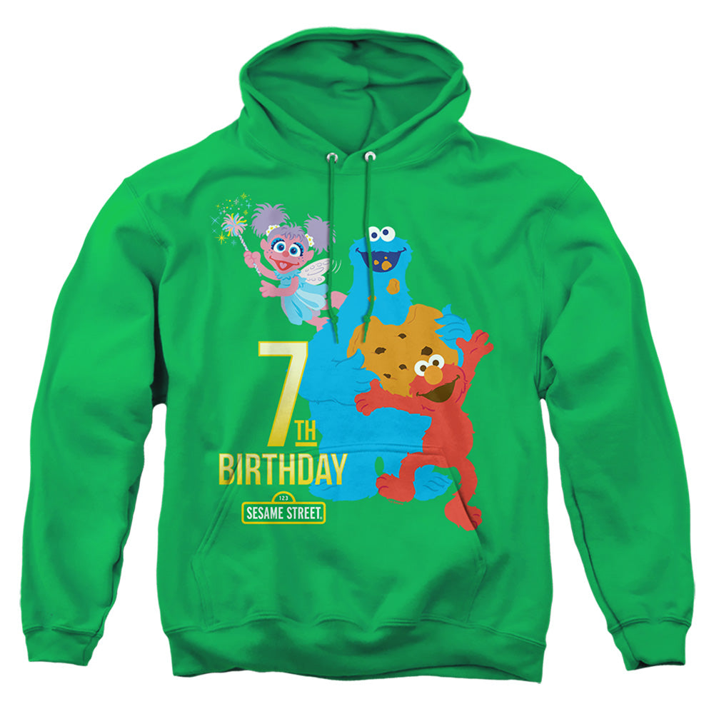 Sesame Street 7Th Birthday Mens Hoodie Kelly Green Officially Licensed