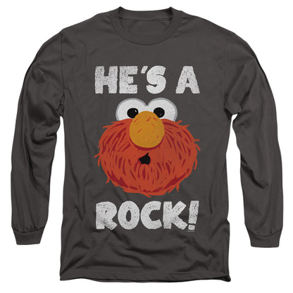 Sesame Street He'S A Rock Mens Long Sleeve Shirt Charcoal Officially Licensed