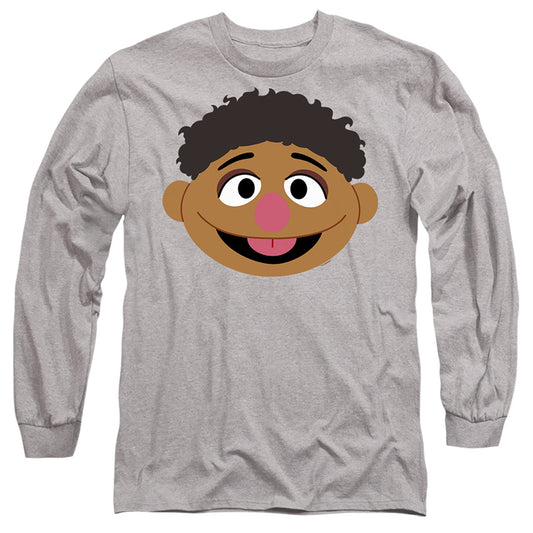 Sesame Street Tamir Face Mens Long Sleeve Shirt Athletic Heather