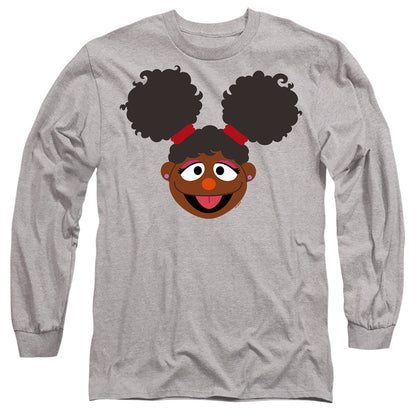 Sesame Street Gabrielle Face Mens Long Sleeve Shirt Athletic Heather Officially Licensed