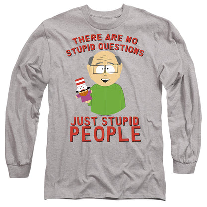 South Park No Stupid Questions Mens Long Sleeve Shirt Athletic Heather Officially Licensed