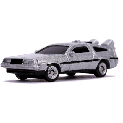 Back to the Future Trilogy die-cast 1⅔-inch Nano "Hollywood Rides" DeLorean Time Machine 3-pack