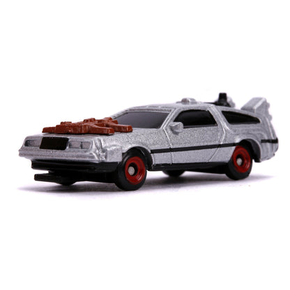Back to the Future Trilogy die-cast 1⅔-inch Nano "Hollywood Rides" DeLorean Time Machine 3-pack