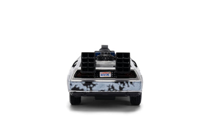 Back to the Future die-cast 1:32 scale 40th Anniversary "Hollywood Rides" DeLorean Time Machine (Frost Finished)