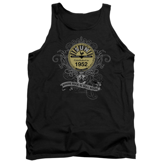 Sun Rockin Scrolls Mens Tank Top Shirt Black