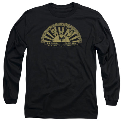 Sun Tattered Logo Mens Long Sleeve Shirt Black Officially Licensed