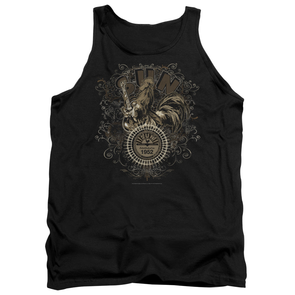 Sun Scroll Around Rooster Mens Tank Top Shirt Black