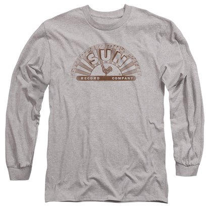 Sun Records Sun Records Half Logo Distressed Mens Long Sleeve Shirt Athletic Heather Officially Licensed