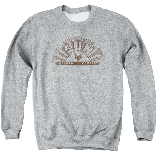 Sun Records Sun Records Half Logo Distressed Mens Crewneck Sweatshirt Athletic Heather