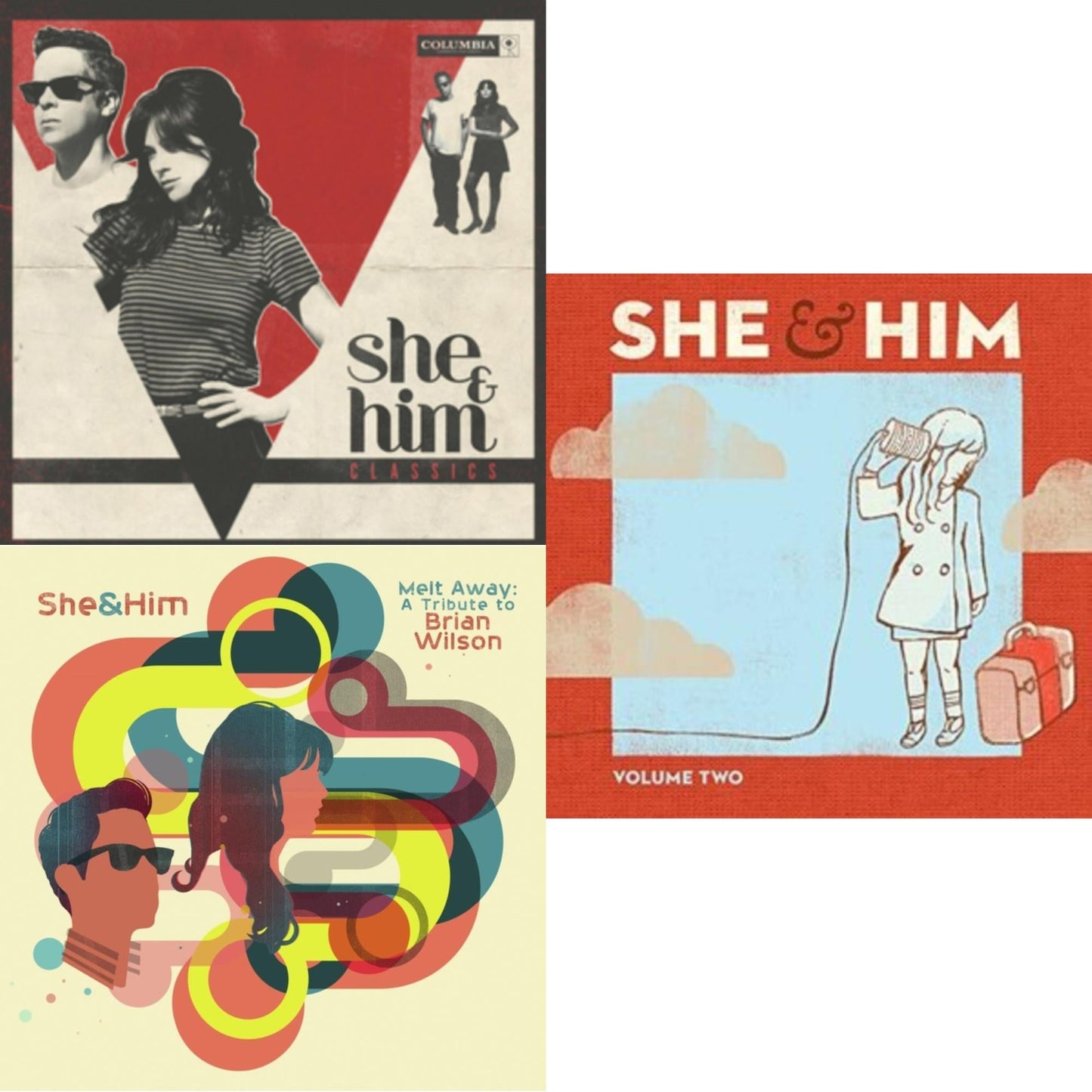 She & Him - Classics (Dl Card) & Melt Away: A Tribute To Brian Wilson & Volume 2 - LP Vinyl Bundle