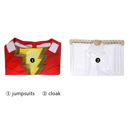 Red Shazam Cosplay Costume with Cloak
