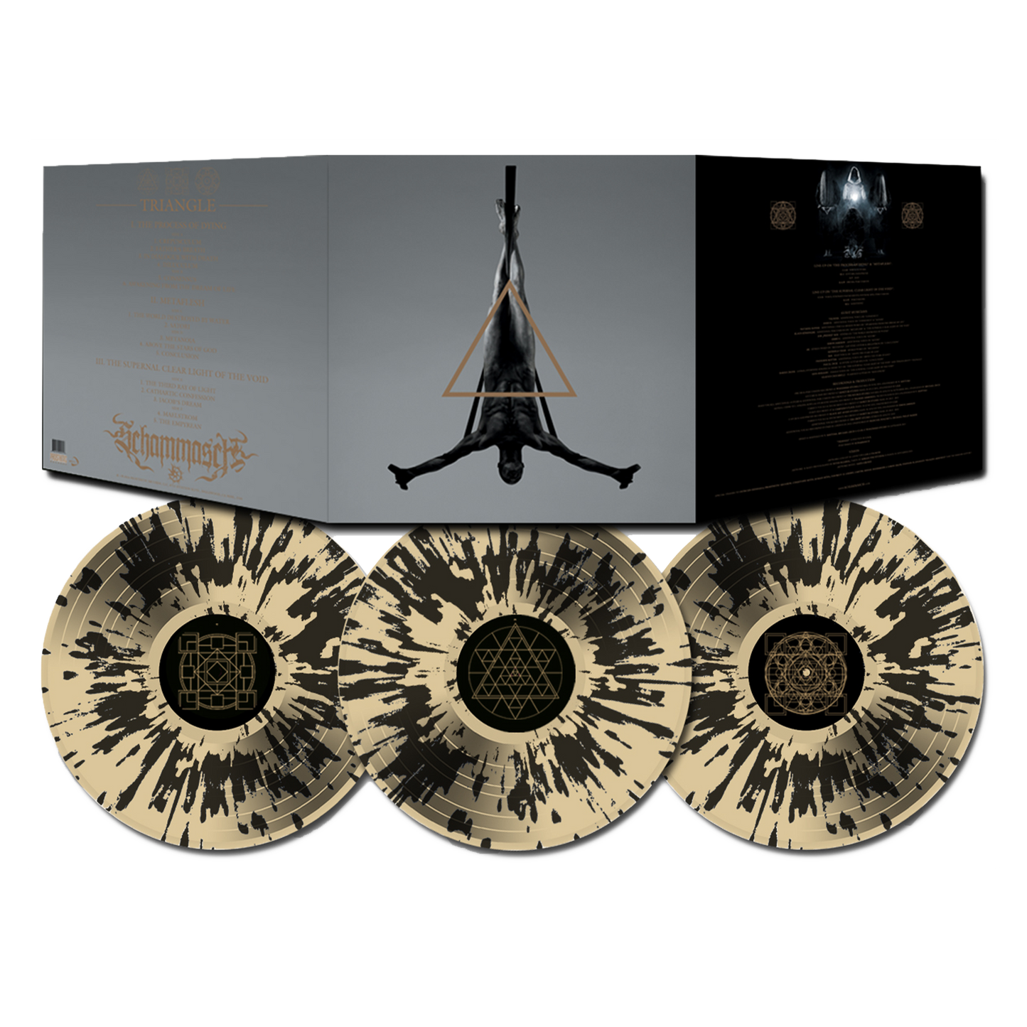 Schammasch - Triangle on Gold with Black Splatter Triple LP Vinyl Record