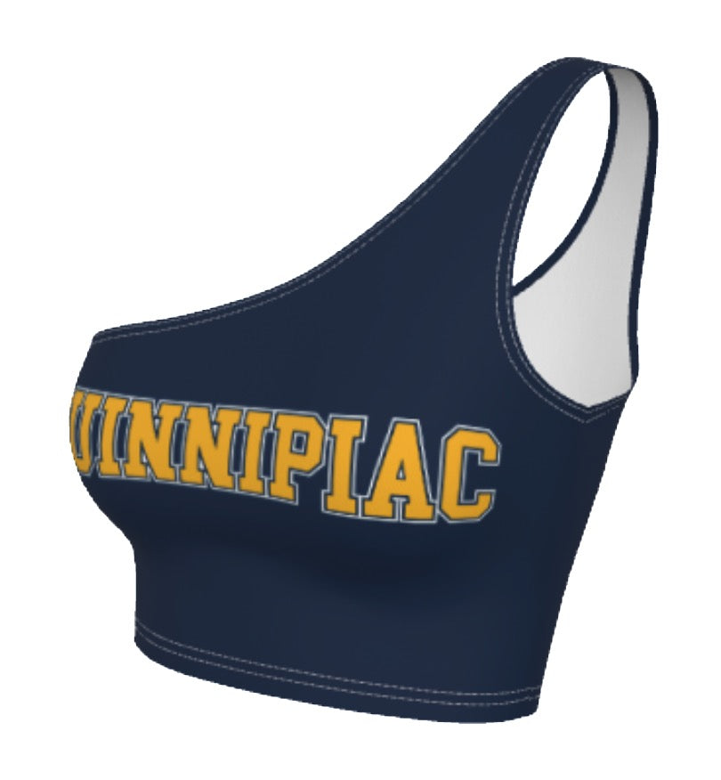 Quinnipiac Navy Womens One Shoulder Tank Top Officially Licensed