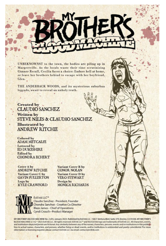 My Brother's Blood Machine by Claudio Sanchez - Comic Book Issue 2 of 6 (Exclusive Cover)