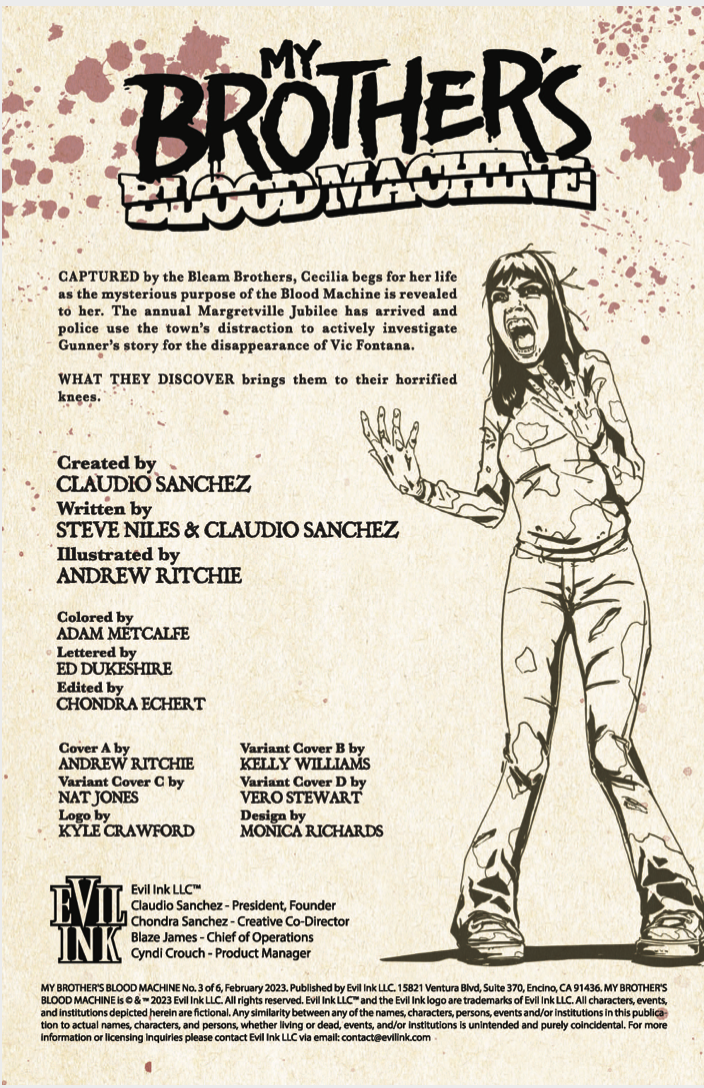 My Brother's Blood Machine by Claudio Sanchez - Comic Book Issue 3 of 6 (Exclusive Cover)