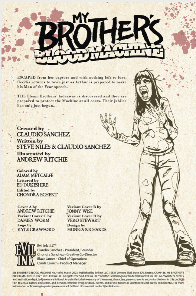 My Brother's Blood Machine by Claudio Sanchez - Comic Book Issue 4 of 6 (Exclusive Cover)