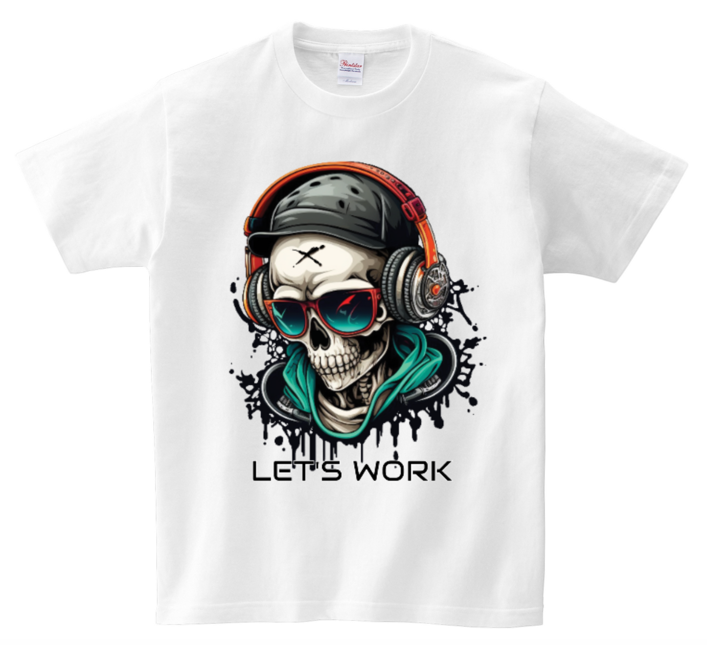 Dj Skull T-Shirts Let's Work DTG Full color Edition