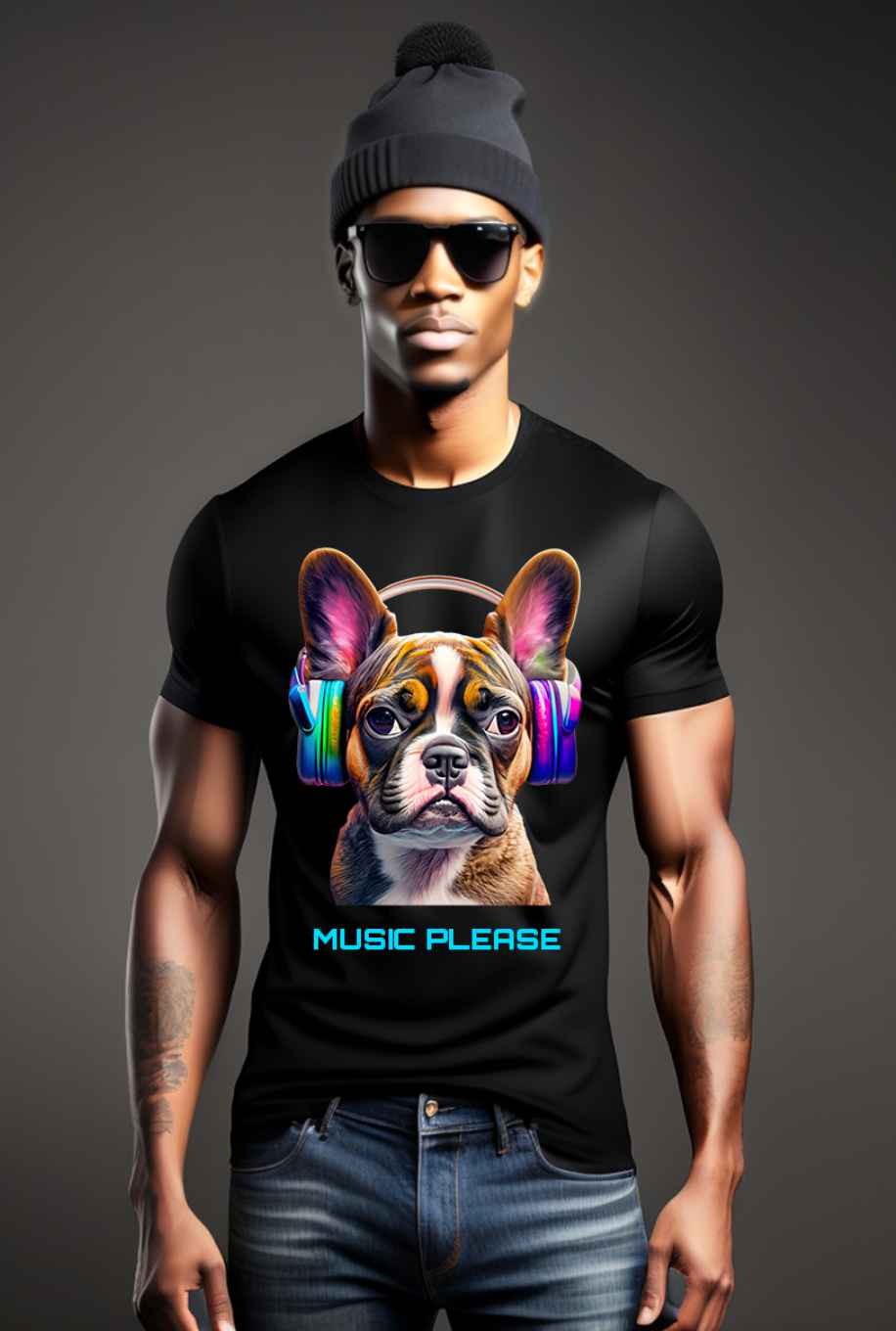 Frenchie Dog Music Please T-Shirts | Grooveman Music