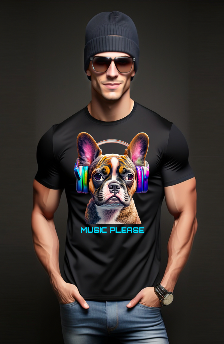 Frenchie Dog Music Please T-Shirts | Grooveman Music