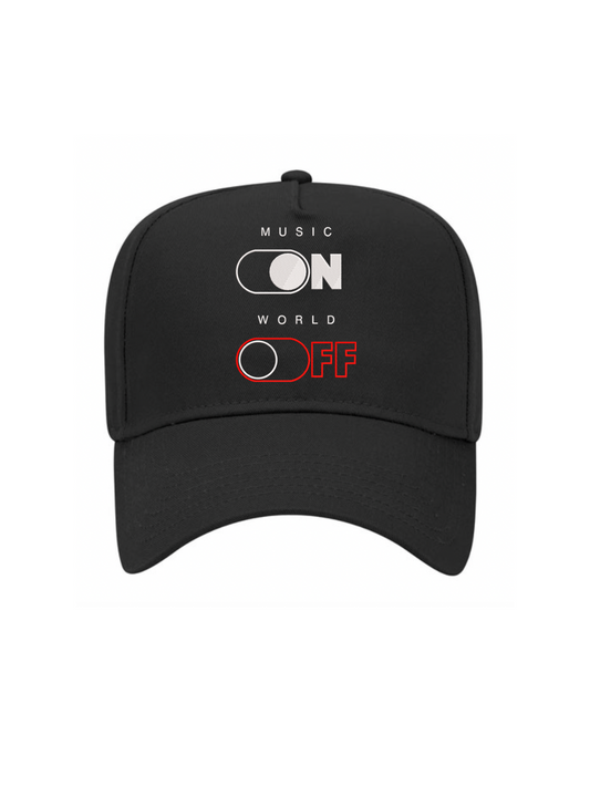 5 Panel Mid Profile Baseball Cap Music On World Off